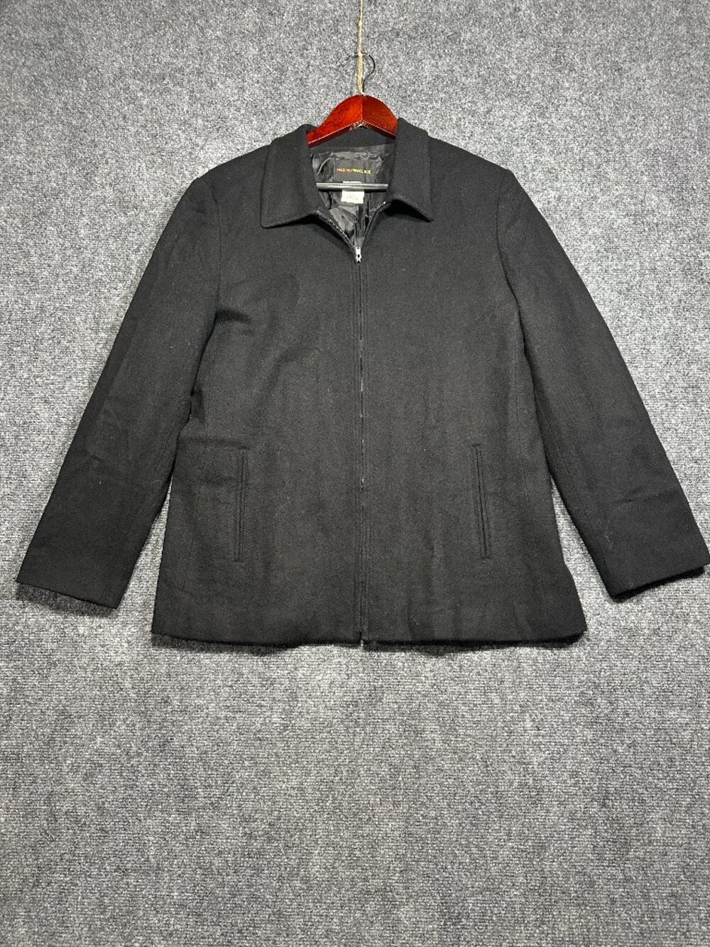 Harris Wallace Jacket Womens 12 Black Wool Blend Full Zip Lined Collared